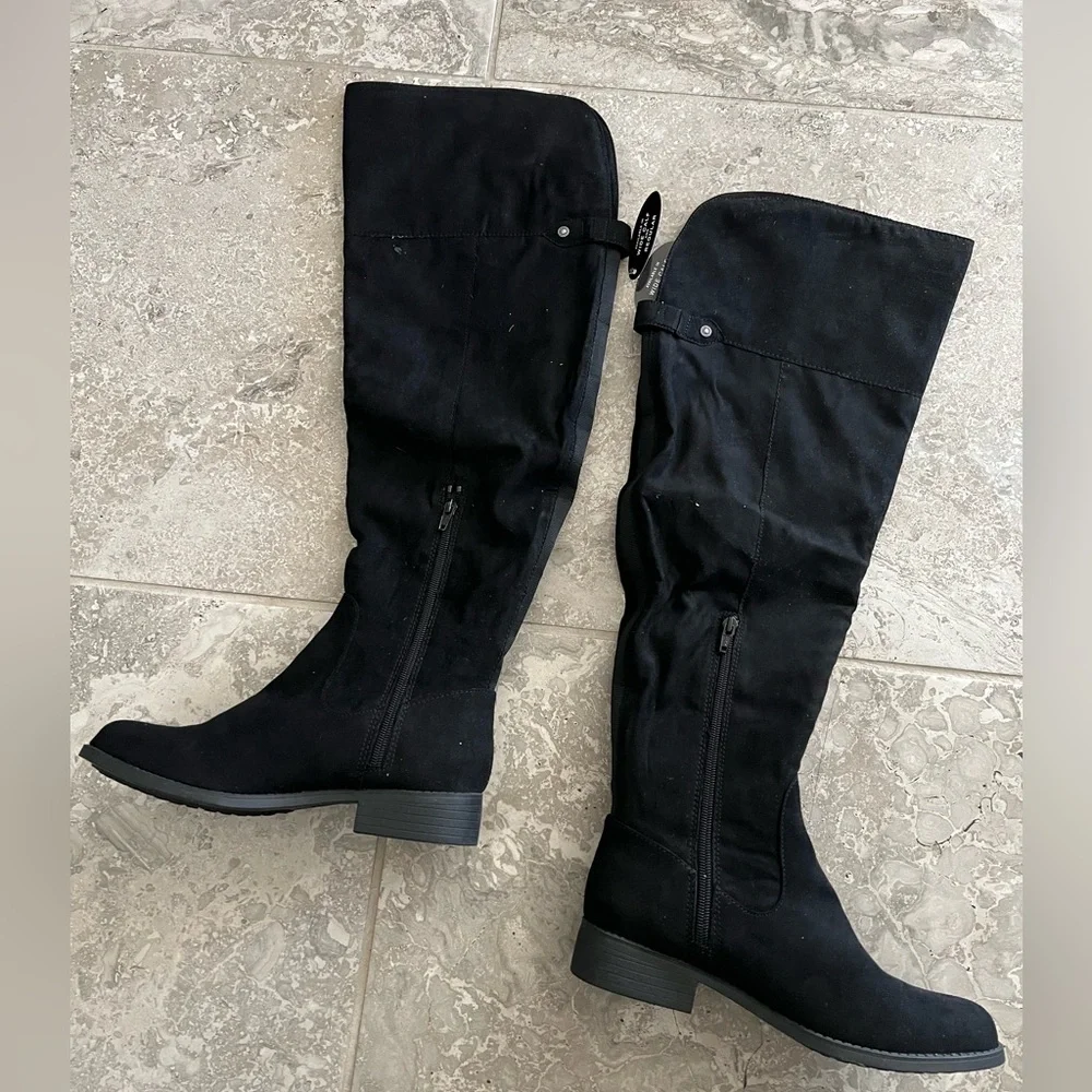 Sun+Stone Allicce Round-Toe Zip Up Dress Boots, Wide Calf, Black Size 8 NEW